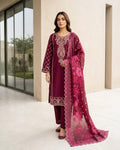 Regal Maroon Embroidered Pakistani 3-Piece Suit
