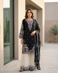 Black Embroidered Kurta & Off-White Palazzo Suit