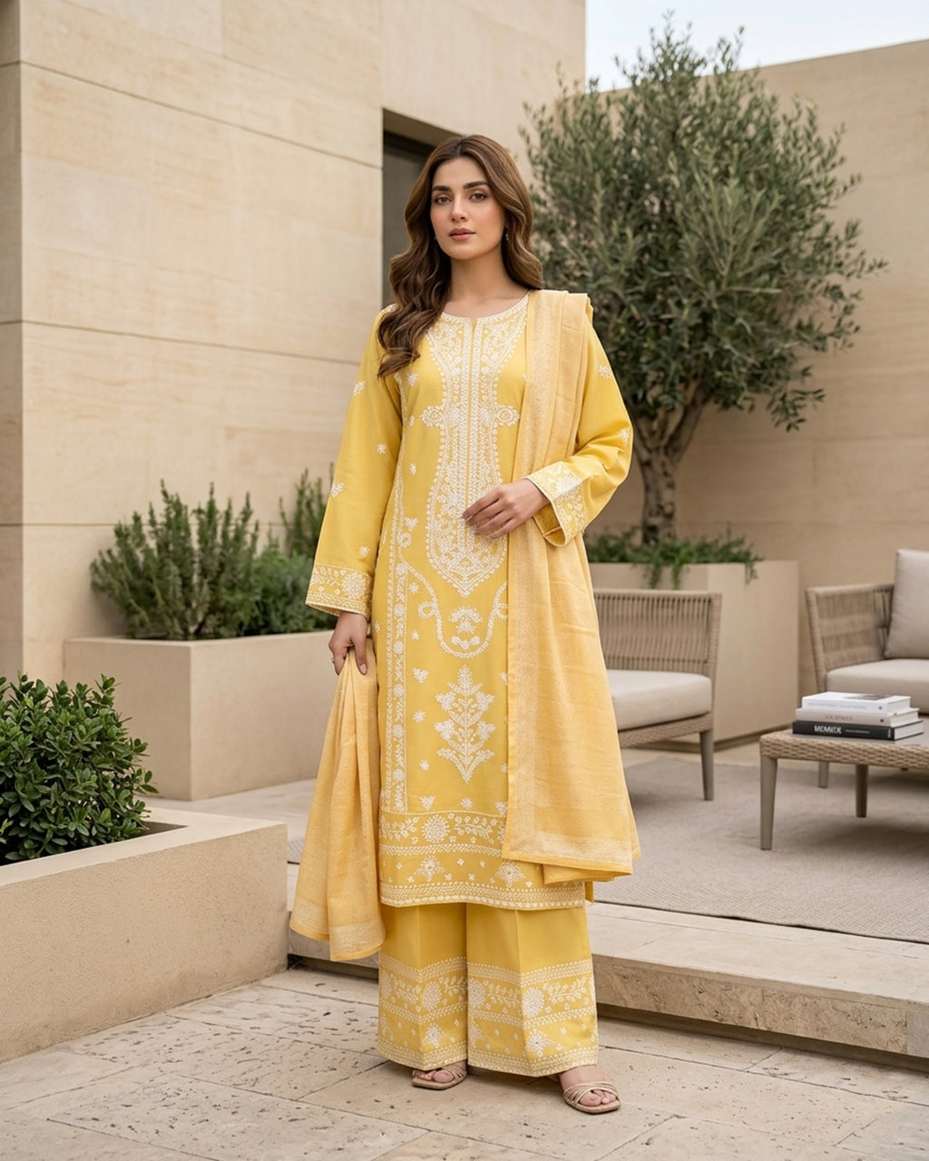 Sunshine Yellow Chikankari Embroidered Salwar Suit