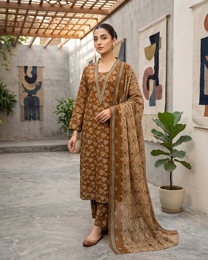 Amber Floral Printed Pakistani Salwar Suit