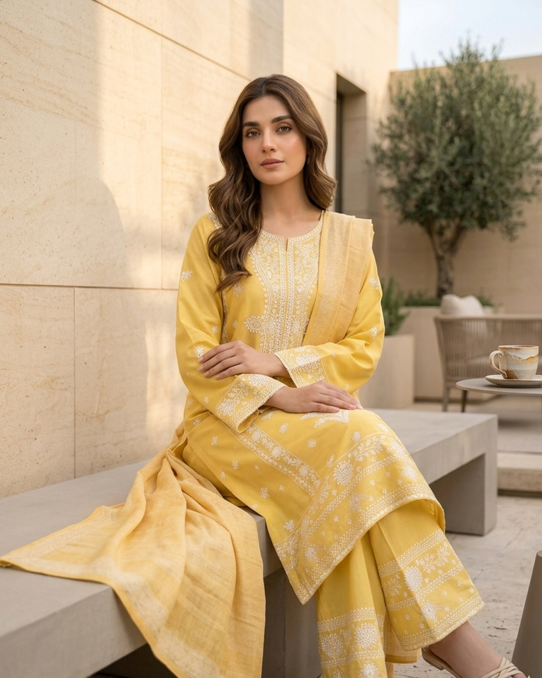 Sunshine Yellow Chikankari Embroidered Salwar Suit