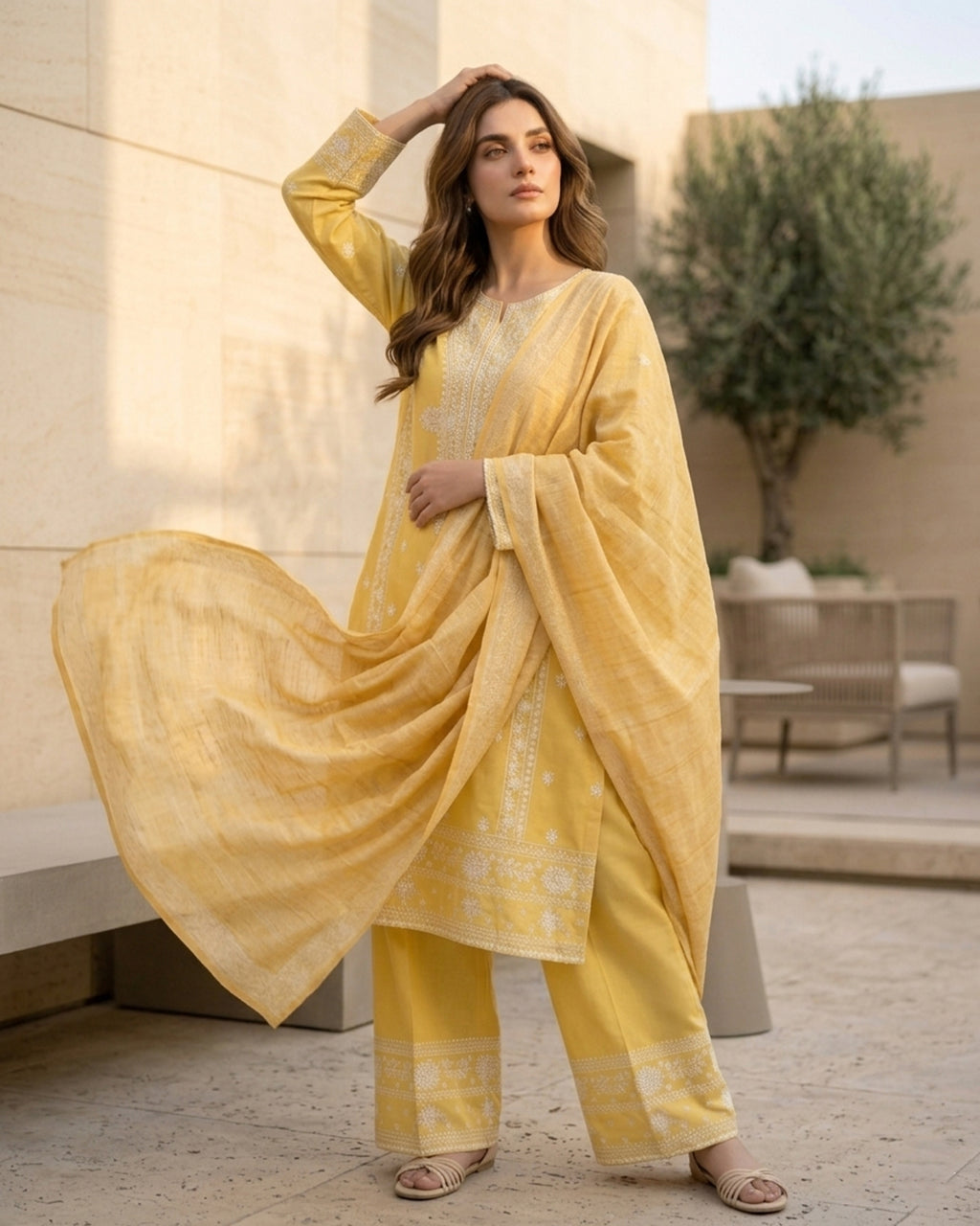 Sunshine Yellow Chikankari Embroidered Salwar Suit