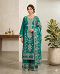 Elegant Emerald Teal Embroidered 3-Piece Kurta Set with Palazzo and Matching Dupatta