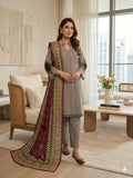 Elegant Geometric Print 3-Piece Suit with Bordered Dupatta